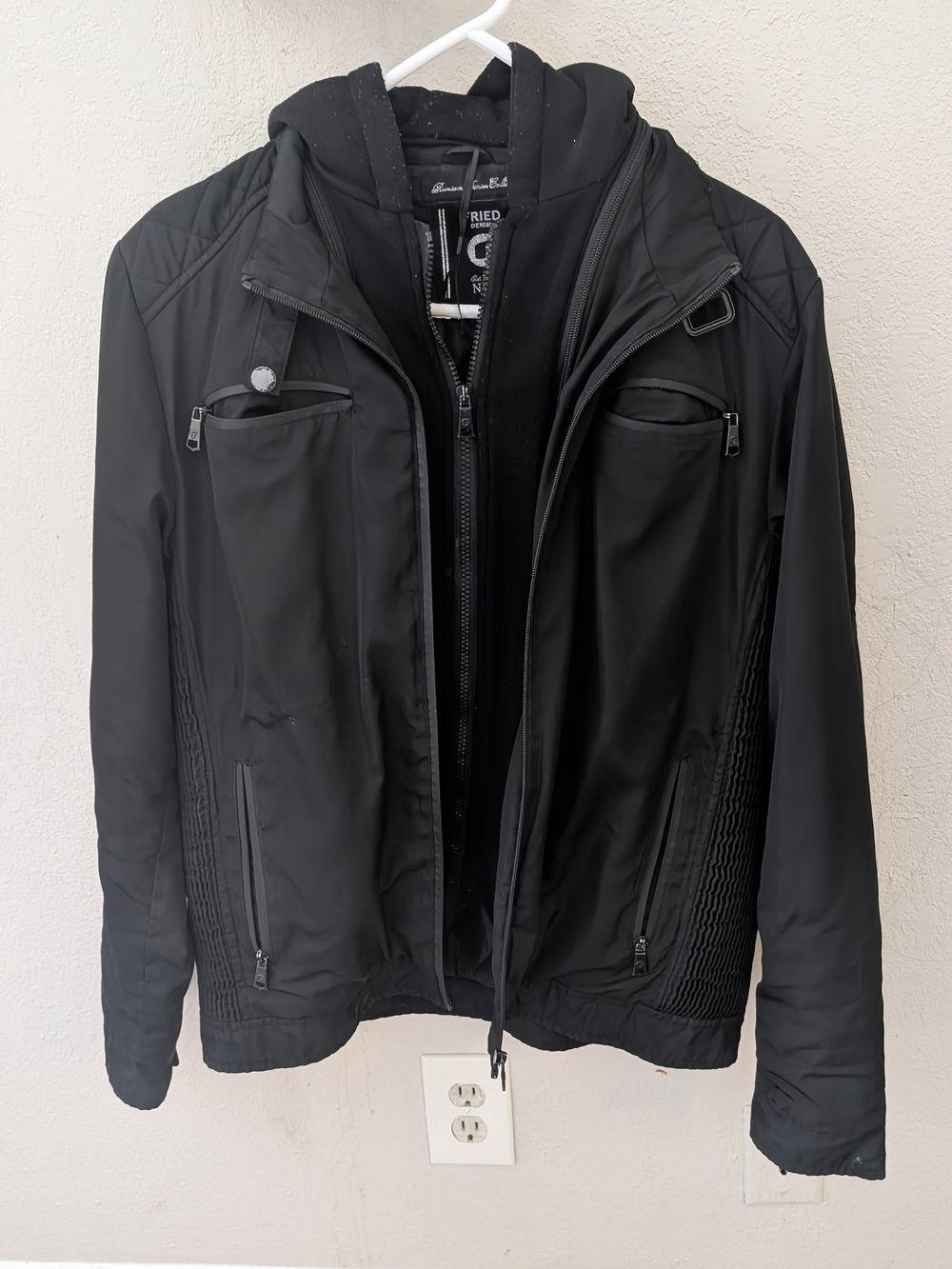Men's Black Hooded Windbreaker Jacket by Diesel Style